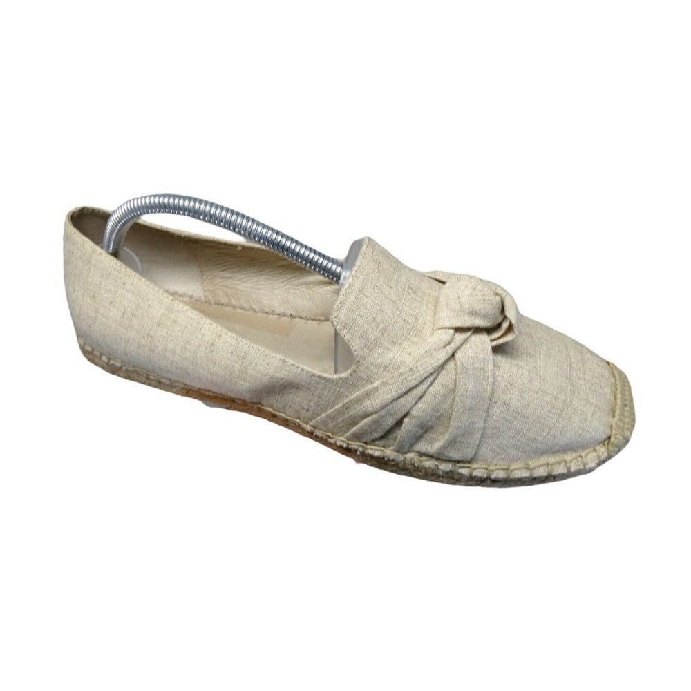 J. Jill Women's Espadrille Size 11 Knot Textile Jute Flats Tan Neutral Canvas